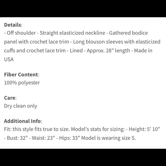 (LIKE NEW) Off Shoulder Crochet Trim Dress - Picture 5 of 5